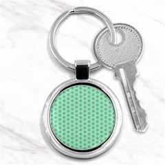 Polka Dots Mint Green, Pastel Colors, Retro, Vintage Pattern Key Chain (round) by Casemiro