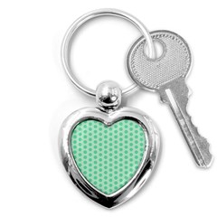 Polka Dots Mint Green, Pastel Colors, Retro, Vintage Pattern Key Chain (heart) by Casemiro