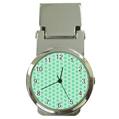 Polka Dots Mint Green, Pastel Colors, Retro, Vintage Pattern Money Clip Watches by Casemiro