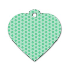 Polka Dots Mint Green, Pastel Colors, Retro, Vintage Pattern Dog Tag Heart (one Side) by Casemiro