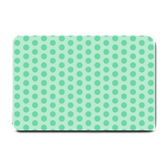 Polka Dots Mint Green, Pastel Colors, Retro, Vintage Pattern Small Doormat  by Casemiro