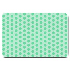 Polka Dots Mint Green, Pastel Colors, Retro, Vintage Pattern Large Doormat  by Casemiro