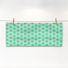 Polka Dots Mint Green, Pastel Colors, Retro, Vintage Pattern Hand Towel by Casemiro