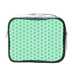 Polka Dots Mint Green, Pastel Colors, Retro, Vintage Pattern Mini Toiletries Bag (one Side) by Casemiro