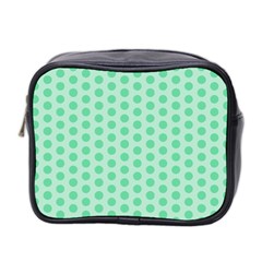 Polka Dots Mint Green, Pastel Colors, Retro, Vintage Pattern Mini Toiletries Bag (two Sides) by Casemiro