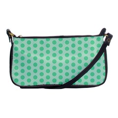 Polka Dots Mint Green, Pastel Colors, Retro, Vintage Pattern Shoulder Clutch Bag by Casemiro