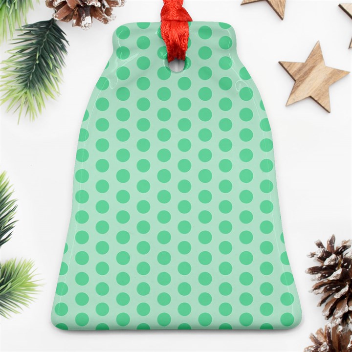 Polka Dots Mint green, pastel colors, retro, vintage pattern Bell Ornament (Two Sides)