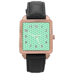 Polka Dots Mint Green, Pastel Colors, Retro, Vintage Pattern Rose Gold Leather Watch  by Casemiro