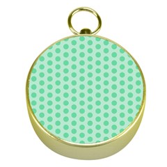 Polka Dots Mint Green, Pastel Colors, Retro, Vintage Pattern Gold Compasses by Casemiro