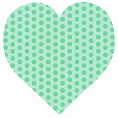 Polka Dots Mint Green, Pastel Colors, Retro, Vintage Pattern Wooden Puzzle Heart by Casemiro