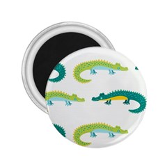 Cute cartoon alligator kids seamless pattern with green nahd drawn crocodiles 2.25  Magnets