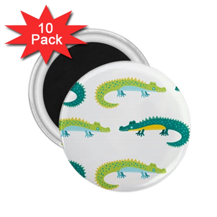 Cute cartoon alligator kids seamless pattern with green nahd drawn crocodiles 2.25  Magnets (10 pack) 