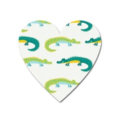 Cute Cartoon Alligator Kids Seamless Pattern With Green Nahd Drawn Crocodiles Heart Magnet by BangZart