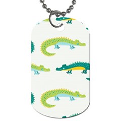 Cute cartoon alligator kids seamless pattern with green nahd drawn crocodiles Dog Tag (One Side)