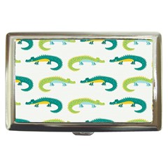 Cute cartoon alligator kids seamless pattern with green nahd drawn crocodiles Cigarette Money Case