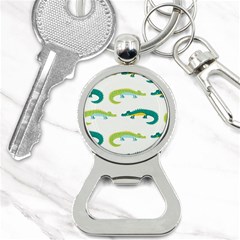 Cute cartoon alligator kids seamless pattern with green nahd drawn crocodiles Bottle Opener Key Chain