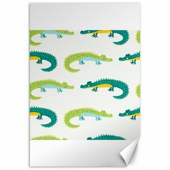 Cute cartoon alligator kids seamless pattern with green nahd drawn crocodiles Canvas 20  x 30 