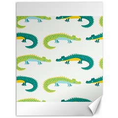 Cute cartoon alligator kids seamless pattern with green nahd drawn crocodiles Canvas 36  x 48 