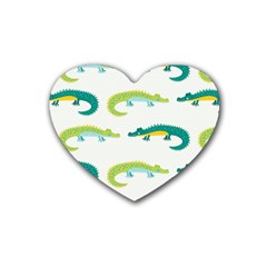 Cute Cartoon Alligator Kids Seamless Pattern With Green Nahd Drawn Crocodiles Rubber Coaster (heart)  by BangZart