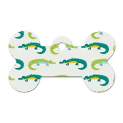 Cute cartoon alligator kids seamless pattern with green nahd drawn crocodiles Dog Tag Bone (One Side)