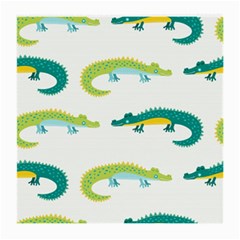 Cute cartoon alligator kids seamless pattern with green nahd drawn crocodiles Medium Glasses Cloth (2 Sides)