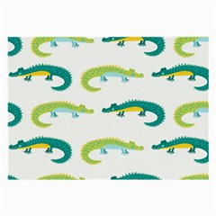 Cute cartoon alligator kids seamless pattern with green nahd drawn crocodiles Large Glasses Cloth