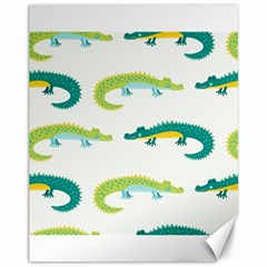 Cute cartoon alligator kids seamless pattern with green nahd drawn crocodiles Canvas 11  x 14 