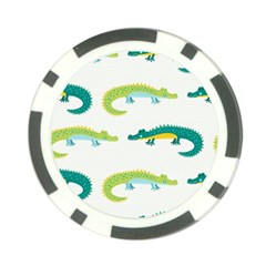 Cute cartoon alligator kids seamless pattern with green nahd drawn crocodiles Poker Chip Card Guard