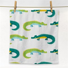 Cute cartoon alligator kids seamless pattern with green nahd drawn crocodiles Face Towel