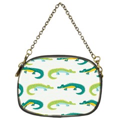 Cute cartoon alligator kids seamless pattern with green nahd drawn crocodiles Chain Purse (Two Sides)