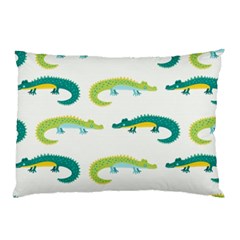 Cute cartoon alligator kids seamless pattern with green nahd drawn crocodiles Pillow Case