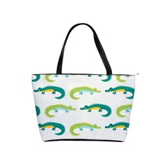 Cute Cartoon Alligator Kids Seamless Pattern With Green Nahd Drawn Crocodiles Classic Shoulder Handbag by BangZart