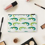 Cute cartoon alligator kids seamless pattern with green nahd drawn crocodiles Cosmetic Bag (Small) Back