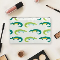 Cute cartoon alligator kids seamless pattern with green nahd drawn crocodiles Cosmetic Bag (Medium)