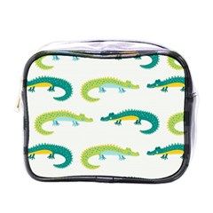 Cute cartoon alligator kids seamless pattern with green nahd drawn crocodiles Mini Toiletries Bag (One Side)