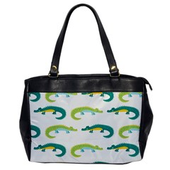 Cute cartoon alligator kids seamless pattern with green nahd drawn crocodiles Oversize Office Handbag