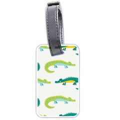 Cute cartoon alligator kids seamless pattern with green nahd drawn crocodiles Luggage Tag (one side)