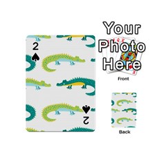 Cute cartoon alligator kids seamless pattern with green nahd drawn crocodiles Playing Cards 54 Designs (Mini)