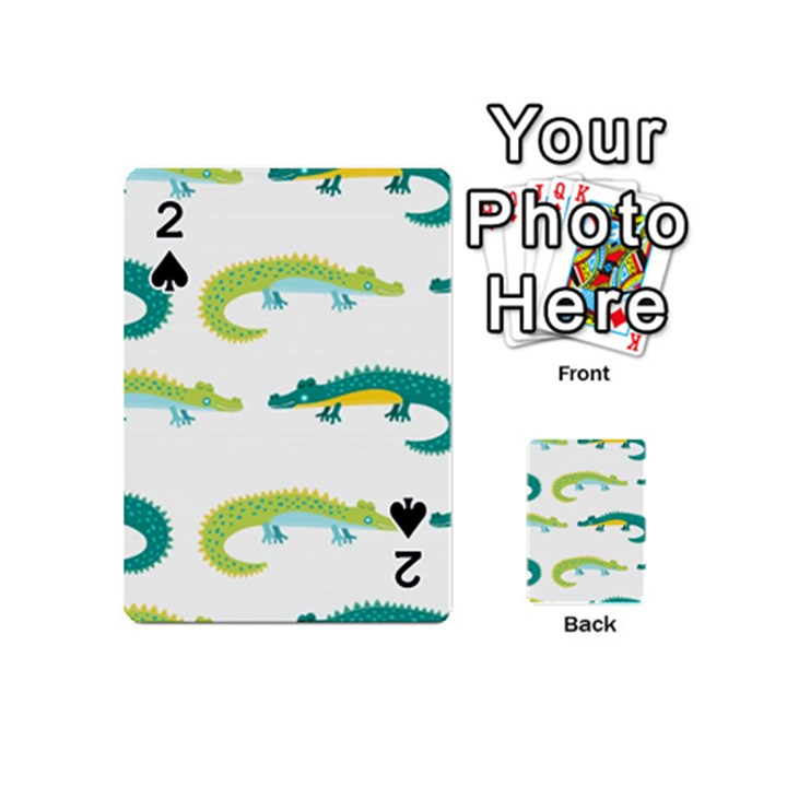 Cute cartoon alligator kids seamless pattern with green nahd drawn crocodiles Playing Cards 54 Designs (Mini)