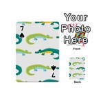 Cute cartoon alligator kids seamless pattern with green nahd drawn crocodiles Playing Cards 54 Designs (Mini) Front - Spade7