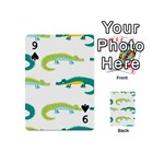 Cute cartoon alligator kids seamless pattern with green nahd drawn crocodiles Playing Cards 54 Designs (Mini) Front - Spade9