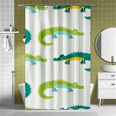 Cute cartoon alligator kids seamless pattern with green nahd drawn crocodiles Shower Curtain 48  x 72  (Small) 