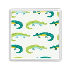 Cute cartoon alligator kids seamless pattern with green nahd drawn crocodiles Memory Card Reader (Square)