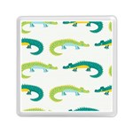 Cute cartoon alligator kids seamless pattern with green nahd drawn crocodiles Memory Card Reader (Square) Front