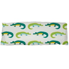 Cute cartoon alligator kids seamless pattern with green nahd drawn crocodiles Body Pillow Case Dakimakura (Two Sides)