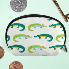 Cute cartoon alligator kids seamless pattern with green nahd drawn crocodiles Accessory Pouch (Large)