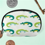 Cute cartoon alligator kids seamless pattern with green nahd drawn crocodiles Accessory Pouch (Large) Back