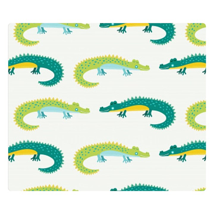 Cute cartoon alligator kids seamless pattern with green nahd drawn crocodiles Double Sided Flano Blanket (Small) 