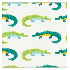 Cute cartoon alligator kids seamless pattern with green nahd drawn crocodiles Large Satin Scarf (Square)