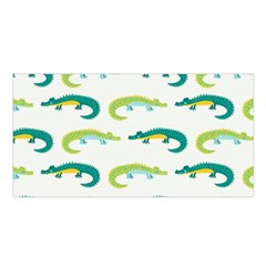 Cute Cartoon Alligator Kids Seamless Pattern With Green Nahd Drawn Crocodiles Satin Shawl by BangZart